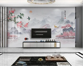 beibehang po Meri sodobnega novi Kitajski stil strani-naslikal rože in ptice krajine TV sliko za ozadje papier peint