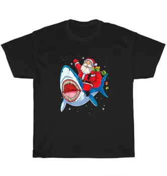 Božič Santa Claus Jahanje Shark Božič Galaxy Prostora T-Shirt Unisex Tee Darilo NOVA