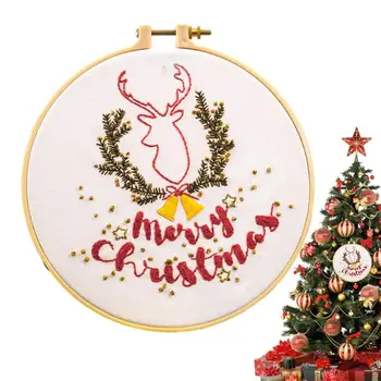 Božič Vezenje Kompleti Za Odrasle DIY Vezenje Šivi Praksi Navzkrižno Šivi Kompleti Lepe Božično Drevo Elk Vzorec