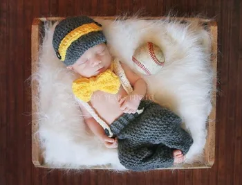 brezplačna dostava, novorojenčka newsboy skp,ročno pletenje volne baby klobuk,Lok kravato in hlače dojenček določa novorojenčka foto rekviziti 0-1m,3-4m