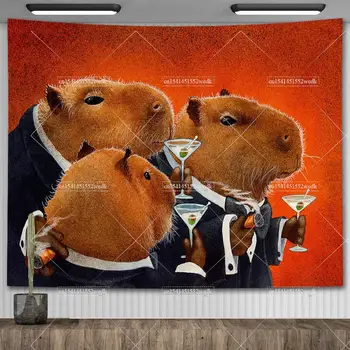 Capybara Klub Steno, Tapiserija, Humor Capybara Meme Tapiserija, Velika Soba Dekor Estetske Plakati Kawaii Tapestrys Doma Dekoracijo