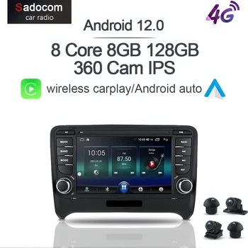 Carplay DSP IP Android 12.0 8GB +128GB 8Core Multimedijski Predvajalnik, GPS Zemljevid RDS Radio, Bluetooth, Wifi 360 cam Za Audi TT 2003-2011