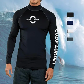 Cody lundin Moških, Vroče Prodaje Telovadba, Plavanje Tesen Vrhovi UPF 50+ UV majica Rashguard T-Shirt Poliester tkanine, Visoko Elasticit Moških Surf Plavati Tees