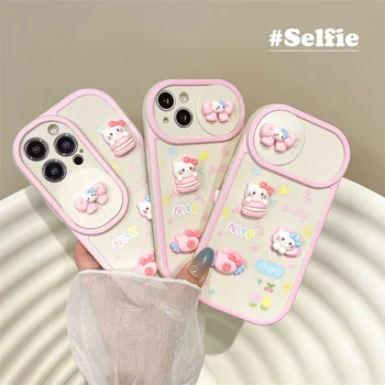 Cute Anime Risanke Hello Kitty Drsna Okna Primeru Telefon za IPhone 15 14 13 12 11 Max Pro Plus Nekaj Anti-padec Nazaj Pokrov Darilo