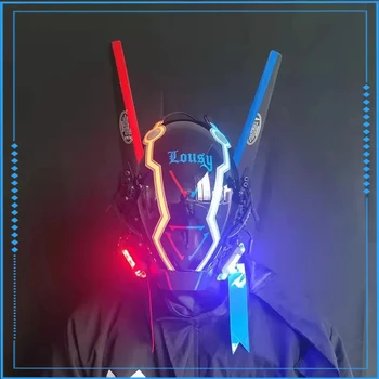 Cyberpunk Masko Čelada Samurai Robot Shinobi Z Led Luči Cosplay Posebne Punk Tech Techwear Masko Božič, Rojstni Dan, Darila, Igrače,