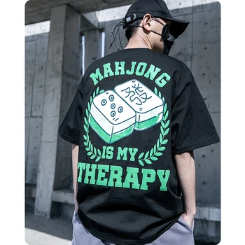 Cyberpunk poletje T-shirt Kitajski mahjong High street moška oblačila Harajuku Hip hop modo prevelik elegantna Gothic ulične