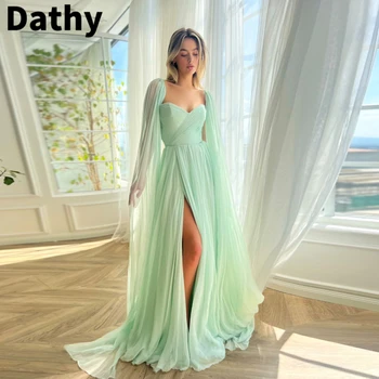 Dathy Mint Šepet Draped Obleke Til A-line, Luxury Večerne Obleke 2023 Formalne Priložnosti, Obleke, Ženske Večerne Obleke