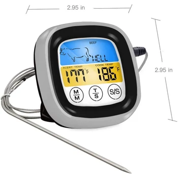 Digitalni Mesa Termometer s Sondo,Časovna Funkcija,Digitalni Zaslon na Dotik Žar/BBQ Termometer za Žar, Kuhanje v Kuhinji
