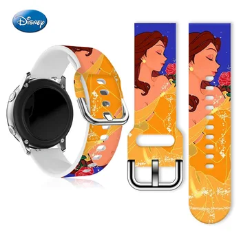 Disney Princesa sneguljčica Belle Natisnjeni Silikonski Trak Za Huawei Samsung GT Gledam FB-Obratno 23 MM 22 MM 20 MM Watch Band Risanka