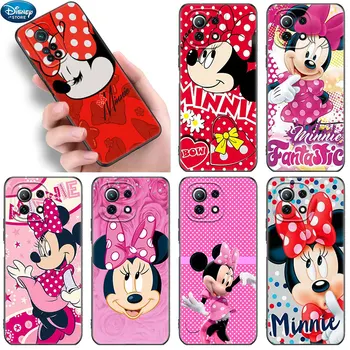 Disney Srčkan Minnie Mouse Primeru Za Xiaomi Mi 12 11 Lite NE 11i 11T 12S 12X F1 POCO C40 X4 X3 NFC GT F3 M3 M4 Pro 5G Črni Pokrov