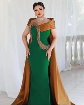 Drugi Obali Nove Zelene Prom Obleke Tassel Ženske Off Ramenski Elegantno Formalne Priložnosti Obleke Savdska arabski 2023 فساتين السهرة