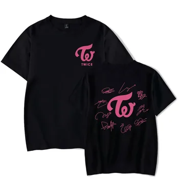 Dvakrat T-Shirt Moda Podpis Print Majica s kratkimi rokavi Kpop Moški Ženska Poletje Kratek Rokav Tee Harajuku Y2K Priljubljena Dvakrat Navijači ENKRAT Vrhovi