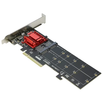 Dvojno NVMe PCIe Adapter,M. 2 NVMe SSD da PCI-E 3.1 X8/X16 Card Podpora M. 2 (M Tipka) NVMe SSD 22110/2280/2260/2242