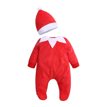 Flis Oče Božič Novorojenčka Oblačila Obleko Zimo Baby Boy igralne obleke Klobuk 2pcs Obleke Pižamo Jumpsuits Santa Kostume Sleepwear