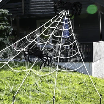 Halloween Okraski Umetno Spider Web Super Stretch Pajčevine z Lažnimi Pajki Strašno Party Scena Dekor Grozljivka Hiša Rekviziti