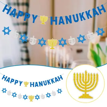 Hanukkah Stranke Visi Dekoracijo Banner Modra Bela Festival Vesel Papir Dekor Stranka Domov Garland Hanukkah Hanuka Decorat K2A2