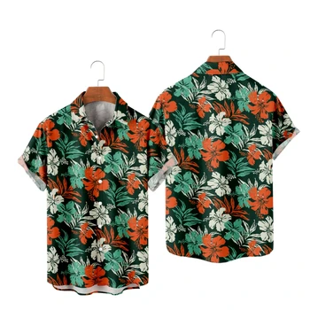 Hawaiian Moške Poletne Majice Letnik Cvjetnim Tiskanja Shirt Nastavite Za Moške/Ženske Unisex Plaži Majice Kratek Rokav Shirt Nastavite Prevelike