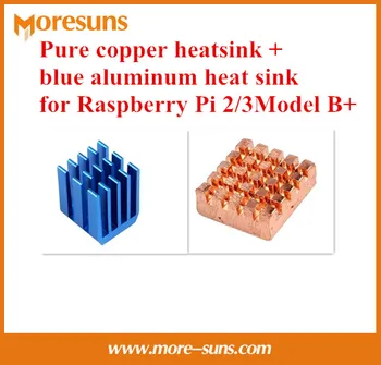 Hitro Brezplačna ladje 10set/veliko Meri Čisti baker heatsink+Modra aluminija heatsink za Raspberry Pi 2/3Model B+