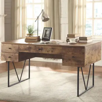Industrijska slog železa umetnosti masivnega lesa računalniška miza z predali mansarda masivnega lesa, desk za gospodinjstvo večnamensko pisalno mizo