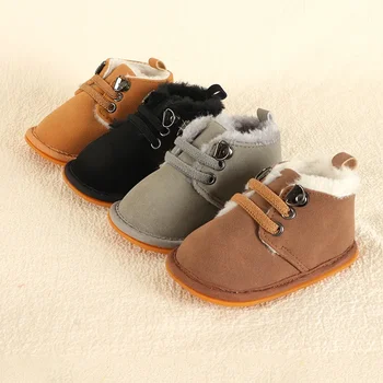 Jeseni in pozimi novo toplo malčka čevlji podplati iz gume non-slip baby čevlji