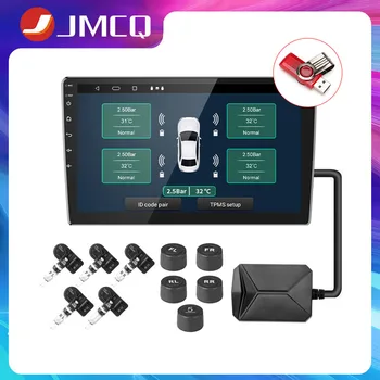 JMCQ USB TPMS Avto Tlaka v Pnevmatikah Alarm Monitor Sistem za Avto Android Mulitmedia Predvajalnik s 5 Senzorji 5V Brezžični Prenos