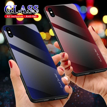 Kaljeno Steklo Primeru Telefon Za iPhone 7 8 Plus 6 S 6S X XS Max XR 11 Pro Primerih Luksuzni Gradient Barve Coque Zaščitni Pokrov Nazaj