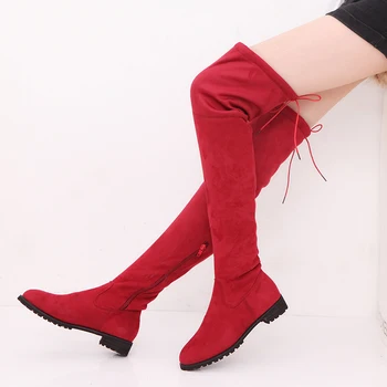 Korejski Slog Ženske Škornji Čez Koleno Antilop Visoko Stegno Dolgo Škornji Zimski Čevelj Za Ženske Visoki Škornji Ženski Čevelj Božično Darilo