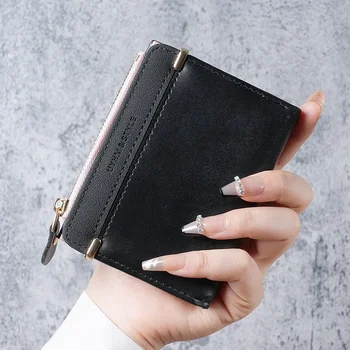 Kratek žensk zadrgo torbici preprost in velikodušno kovanec denarnica ženska denarnica denarnica posnetek potrdilo holding vrečko
