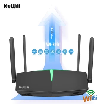 KuWfi Wifi Usmerjevalnik Wifi6 2.4 G & 5.8 G Dual Band 1800Mbps Wi fi Usmerjevalnik 4 Antennes Močan Signal WLAN VPN Vrata Podporo 128 Uporabnikov