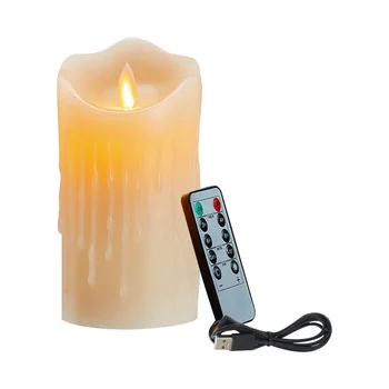 LED Sveče, Utripanje Brezplamensko Sveče,Sveča za ponovno Polnjenje, Pravi Vosek za Sveče z Daljinskim upravljalnikom,10 cm