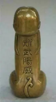 Lepo Azijskih Kitajski Stare Bronasto Vklesan Penis Bog Zbiranje Kip, Slika Ornament