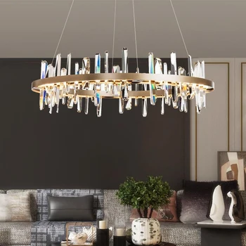Lesk crystal ring LED lestenec moda dnevna soba razsvetljavo preprost doma lestenec