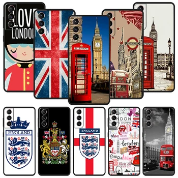 London, Združeno Kraljestvo Anglija Zastave Črn Telefon, Ohišje za Samsung Galaxy S21 S22 S23 Ultra S20 FE S10 Plus, Lite S10E S8 S9 + Silic