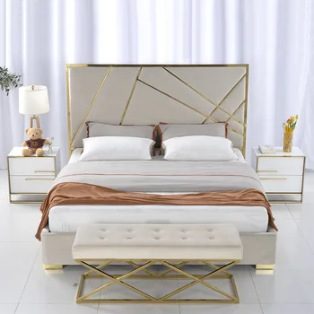 Luksuzni italijanski udobno kraljica velikosti lesa oblazinjeno spalnica določa pohištvo