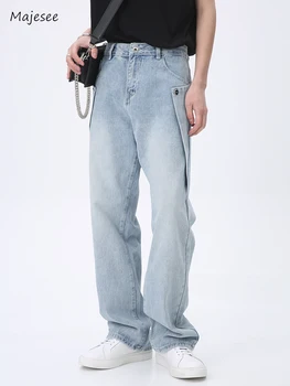 Mens Jeans, Moda Naravnost Slim Pomlad Jesen Barva High Street Najstnikov Preprost Ameriški Stil, Vse-tekmo Klasičnih Unisex
