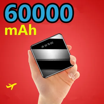 Mini 60000mAh Portable Power Bank 2 USB Digitalni LCD Zaslon Hitro Polnjenje Zunanje Baterije Powerbank Za iPhone Xiaomi Huawei