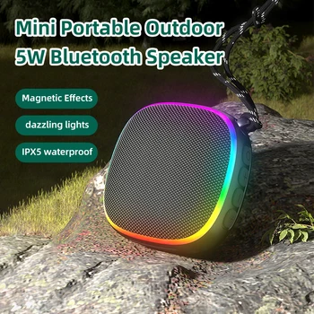 Mini Magnetni Bluetooth Stereo Zvočnik Subwoofer Nepremočljiva Prenosni Zvočnik Bleščečih Pisane Luči Podporo Bluetooth TF