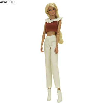 Moda Punčko Oblačila, ki za Barbie Obleke 1/6 Lutke, Dodatki Rjava Ruffles Obreži Zgoraj Bele Nogavice, Hlače, Hlače Igrače