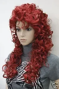 Moda svoboden kodre, temno rdeče barve, 137# sintetičnih las za ženske 60 cm dolgo lasuljo