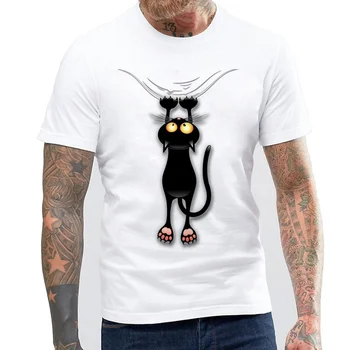 Moda za moške Poletne Zabave Črna Mačka, ki Padajo Design T Shirt Casual Moški Vrhovi Hipster Natisnjeni Lasten Slog Tees