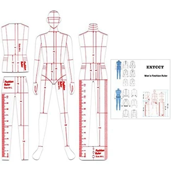 Moda za moške Prikaz Ravnila za Risanje Predlogo Akril Za Šivanje Humanoid Vzorec Design, Oblačila za Merjenje