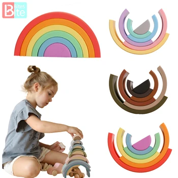 Montessori 3D Puzzle Igrače Silikonski Zlaganje Mavrica Igrača za 3 do 5 let Stare in Do Zlaganje Mavrica za Otroke in Dojenčke igrače