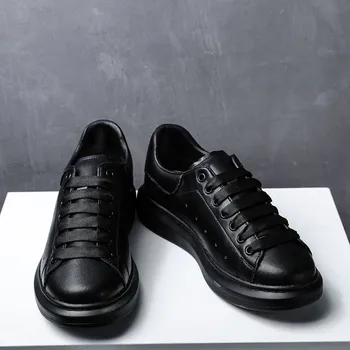 moške priložnostne originalne usnjene čevlje čipke-up ravno čevelj street style črno bele superge dihanje platformo obutev chaussure