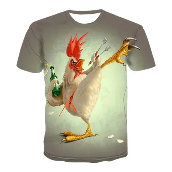 Moški Ženske 3D Zlati Petelin Natisni T-Shirt Ulica Priložnostne Kratek Rokav O-Vratu Plus Velikost Osebnost Vsestranski Shirt2022