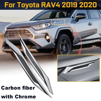 Najnovejši ABS Chrome+Ogljikovih Vlaken Spredaj Vodja Svetlobe Žarnice Veke Okrasimo Kritje Trim Za Toyota RAV4 Hibridni xa50 2019 2020
