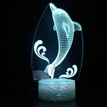 Nighdn Dolphin Noč Lahka 3D Optično Iluzijo Svetilka s 7 Barv Spreminjanje Nočna Darilo za Rojstni dan Igrače za Otroke, Fantje Dekleta