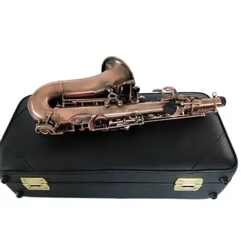 Novo Sopran Ukrivljen sax Starinsko Bakra, Rdeče Tom Saksofon S-991Bb Glasbeni Instrument, S ustnik dodatki Darilo