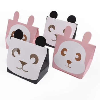 Novo Črno Panda Roza Zajec Gift Box Embalaže Bonbone, Škatle Cartoon Živali Piškotki Vrečko za Poroko Baby Tuš Stranka Uslug