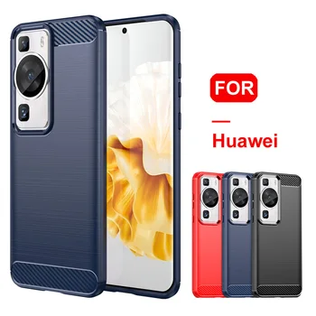 Ogljikovih Vlaken Primeru za Huawei P60 P50 P40 Pro P30 Lite P20 Pro P10 Plus Coque Telefon Hrbtni Pokrovček Za Huawei Mate 10 20 30 Pro Funda