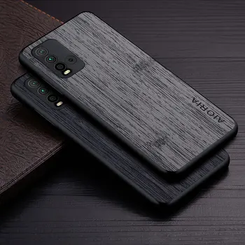 Ohišje za Xiaomi Redmi 9T funda bambus, les, Usnje vzorec telefon kritje Luksuzni coque za xiaomi redmi 9t primeru capa